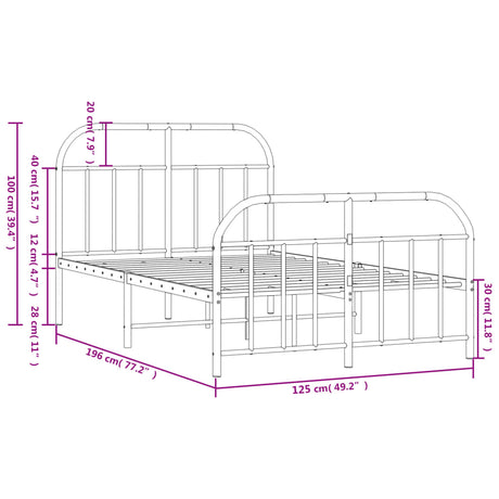 Metal Bed Frame Without Mattress With Footboard 120X190Cm