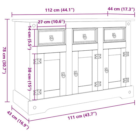 Sideboard Corona 112X44X78 Cm Solid Wood Mexican Pine