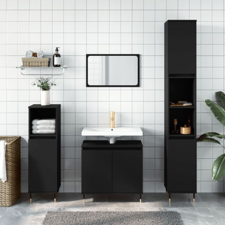 3 Piece Bathroom Cabinet Set Engineered Wood