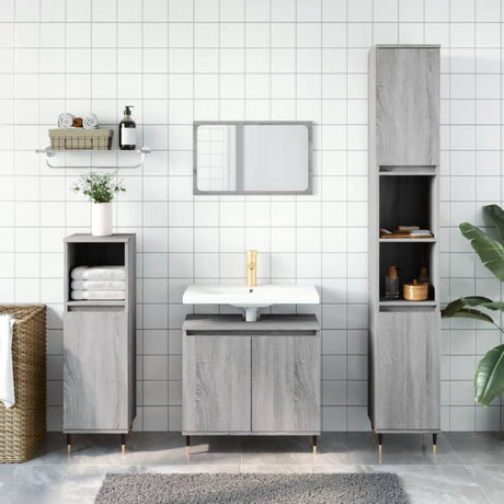3 Piece Bathroom Cabinet Set Engineered Wood