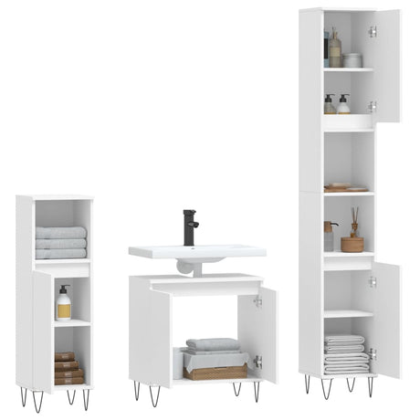 3 Piece Bathroom Cabinet Set Engineered Wood