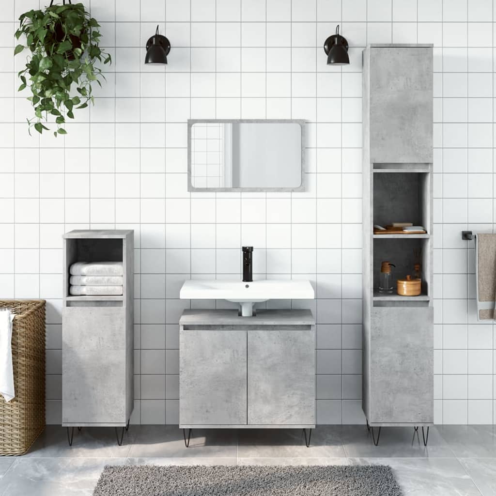 3 Piece Bathroom Cabinet Set Engineered Wood