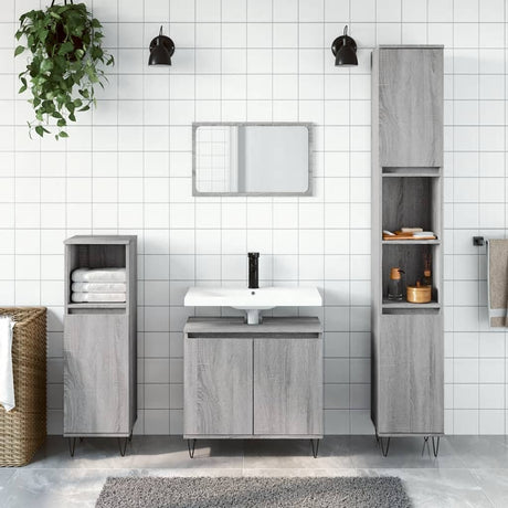 3 Piece Bathroom Cabinet Set Engineered Wood