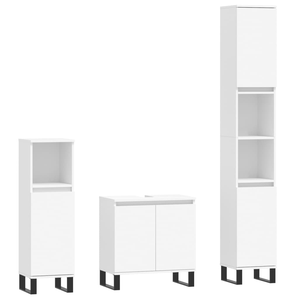 3 Piece Bathroom Cabinet Set Engineered Wood