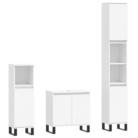 3 Piece Bathroom Cabinet Set Engineered Wood