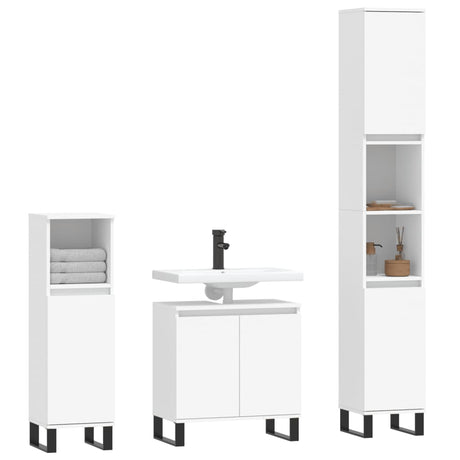3 Piece Bathroom Cabinet Set Engineered Wood