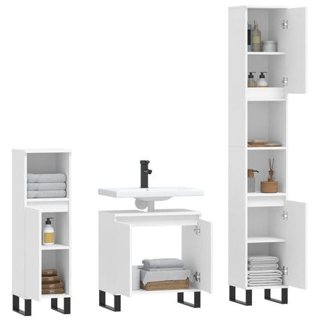 3 Piece Bathroom Cabinet Set Engineered Wood