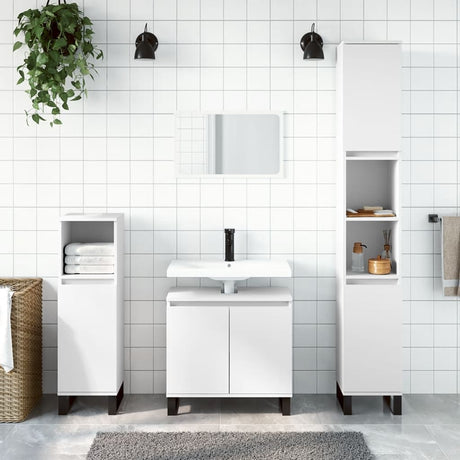 3 Piece Bathroom Cabinet Set Engineered Wood
