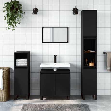 3 Piece Bathroom Cabinet Set Engineered Wood