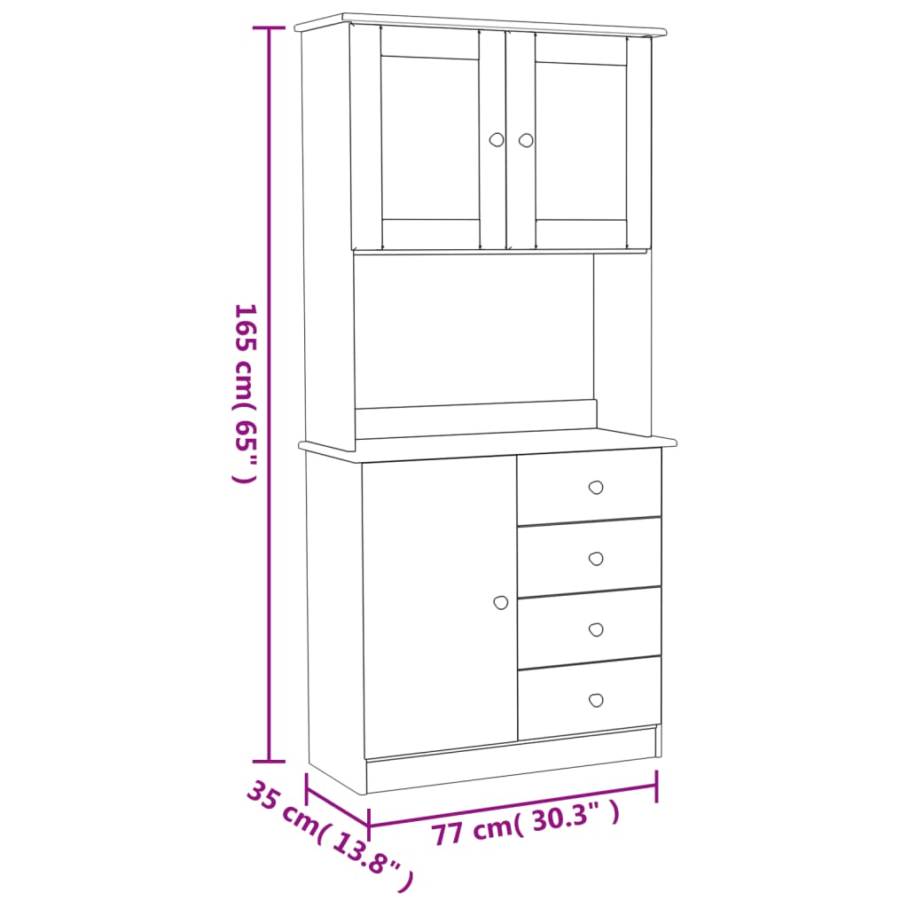 Highboard Alta 77X35X165 Cm Solid Wood Pine