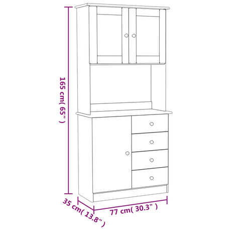 Highboard Alta 77X35X165 Cm Solid Wood Pine