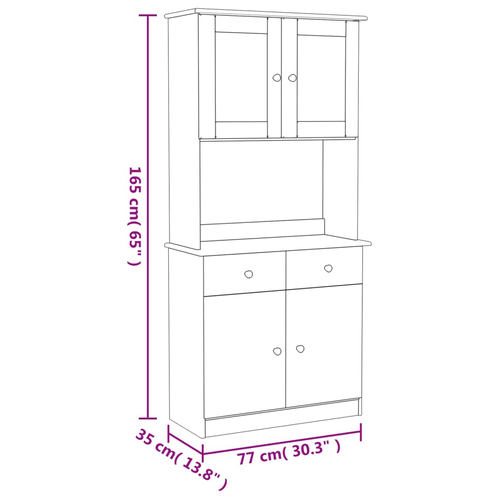 Highboard Alta 77X35X165 Cm Solid Wood Pine