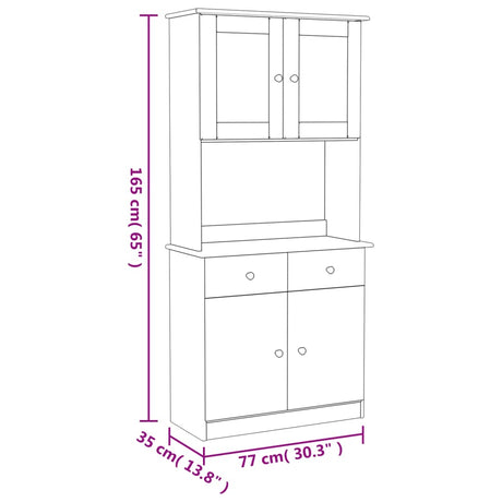 Highboard Alta 77X35X165 Cm Solid Wood Pine