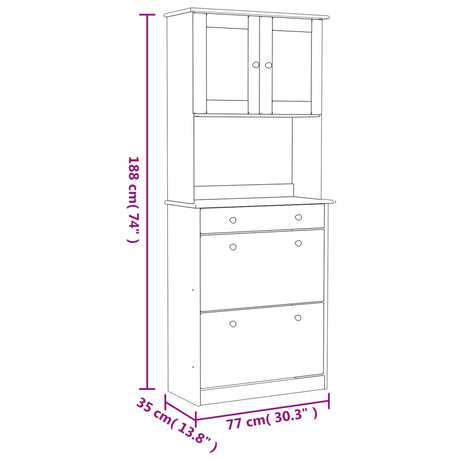 Highboard Alta 77X35X188Cm Solid Wood Pine