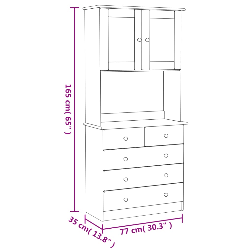 Highboard Alta 77X35X165 Cm Solid Wood Pine
