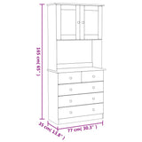 Highboard Alta 77X35X165 Cm Solid Wood Pine