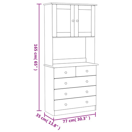 Highboard Alta 77X35X165 Cm Solid Wood Pine