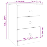 Bedside Cabinet Alta 41X35X55.5 Solid Wood Pine