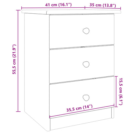 Bedside Cabinet Alta 41X35X55.5 Solid Wood Pine