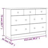 Chest Of Drawers Alta 112X35X73 Cm Solid Wood Pine