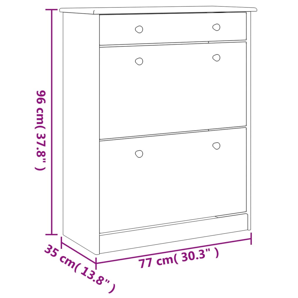 Shoe Cabinet Alta 77X35X96 Cm Solid Wood Pine