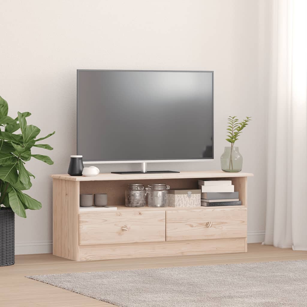 Tv Cabinet With Drawers Alta 100X35X41 Cm Solid Wood Pine