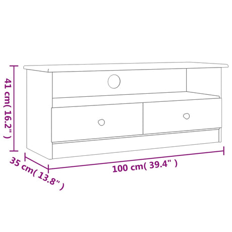 Tv Cabinet With Drawers Alta 100X35X41 Cm Solid Wood Pine