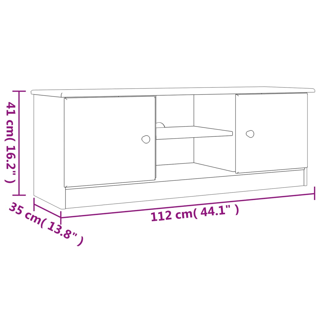 Tv Cabinet Alta 112X35X41 Cm Solid Wood Pine