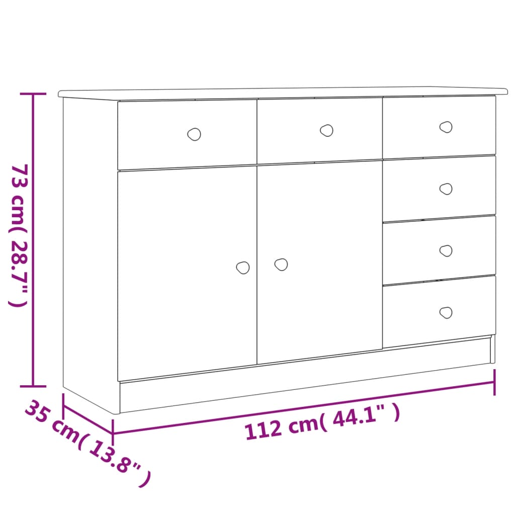 Sideboard &quot;Alta&quot; 112X35X73 Cm Solid Wood Pine