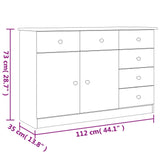 Sideboard &quot;Alta&quot; 112X35X73 Cm Solid Wood Pine