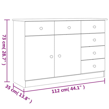 Sideboard &quot;Alta&quot; 112X35X73 Cm Solid Wood Pine