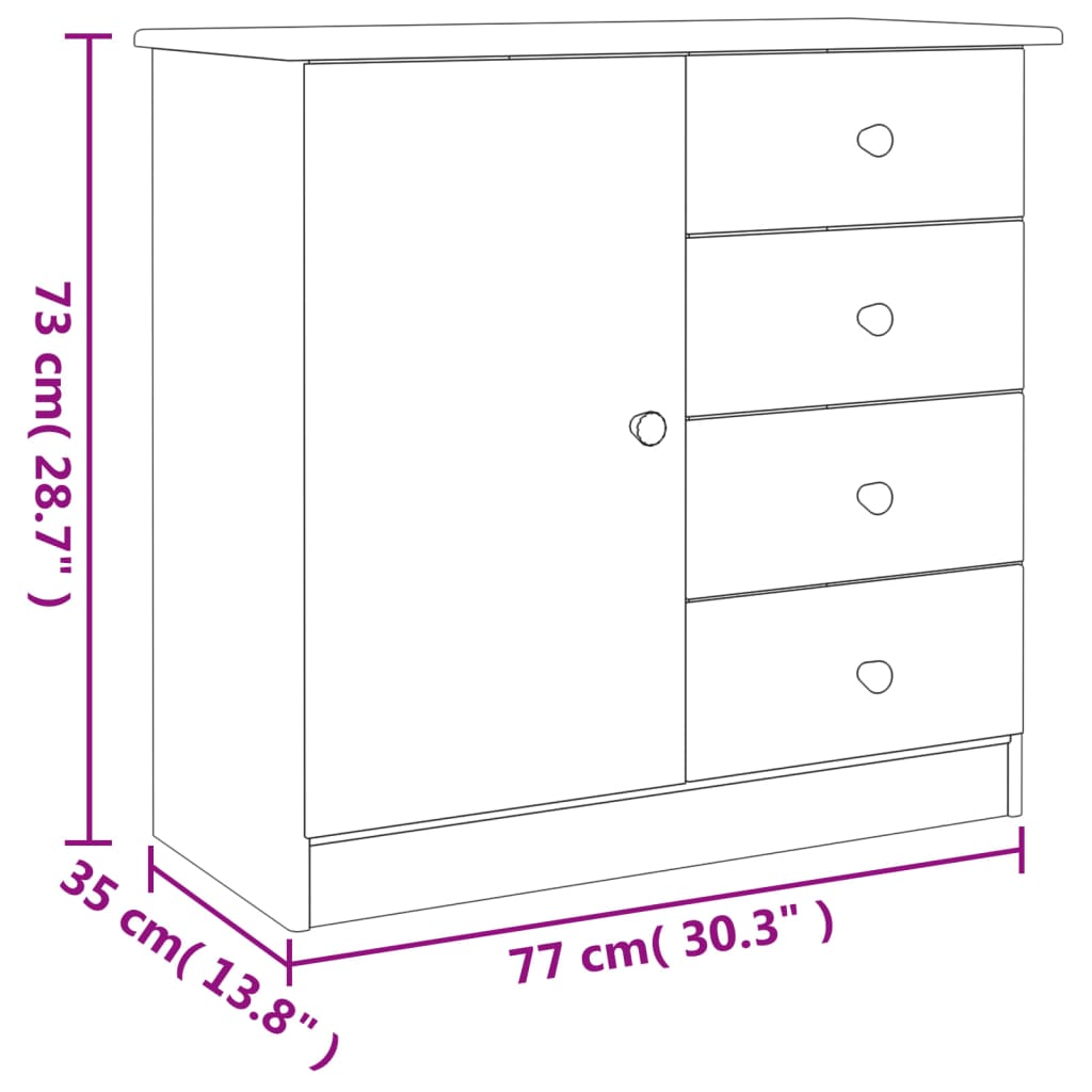 Sideboard Alta 77X35X73 Cm Solid Wood Pine