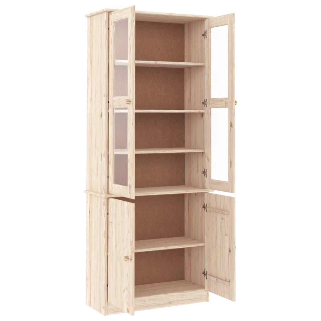 Glass Display Cabinet Alta 77X35X186.5 Cm Solid Wood Pine