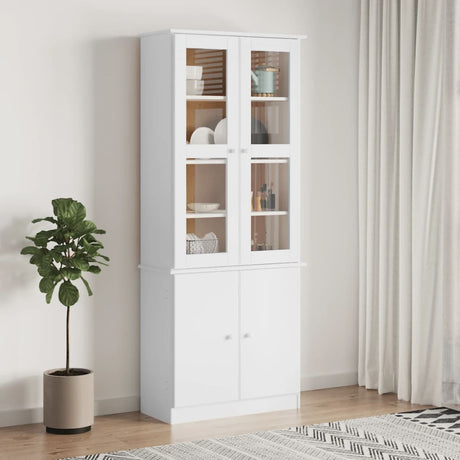 Glass Display Cabinet Alta 77X35X186.5 Cm Solid Wood Pine