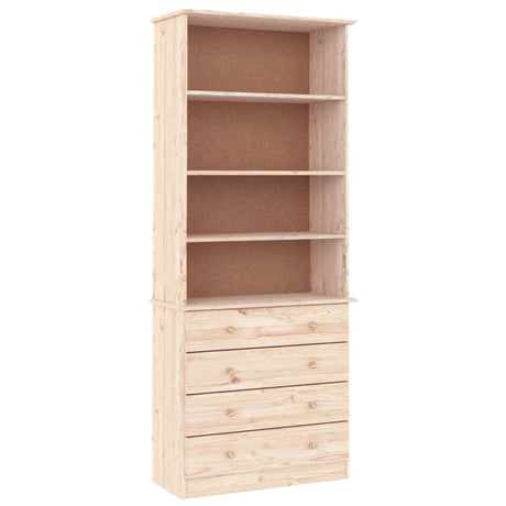 Bookcase With Drawers Alta 77X35X186.5 Cm Solid Wood Pine