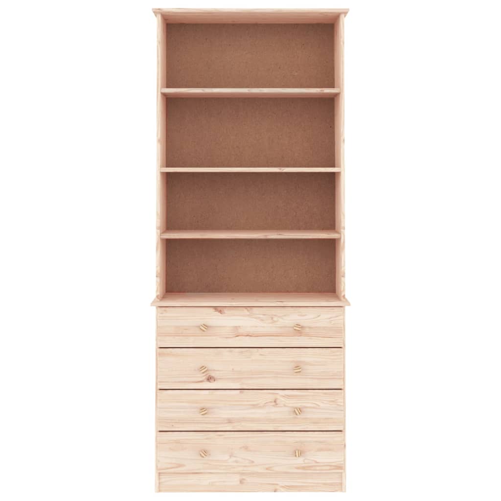 Bookcase With Drawers Alta 77X35X186.5 Cm Solid Wood Pine