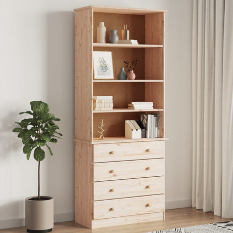 Bookcase With Drawers Alta 77X35X186.5 Cm Solid Wood Pine