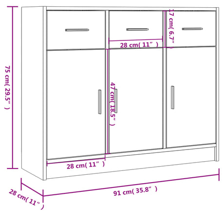 Sideboard 91X28X75 Cm Engineered Wood