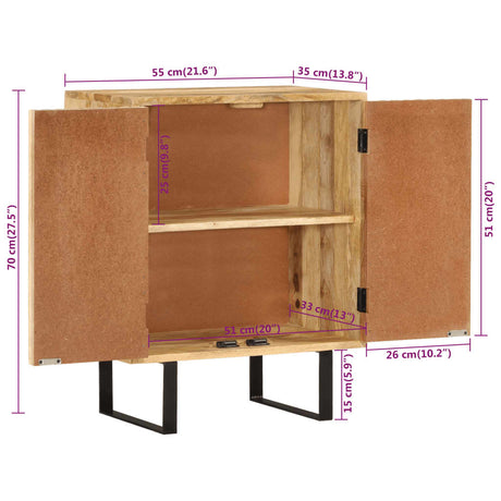Sideboard With 2 Doors 55X35X70 Cm Solid Wood Mango