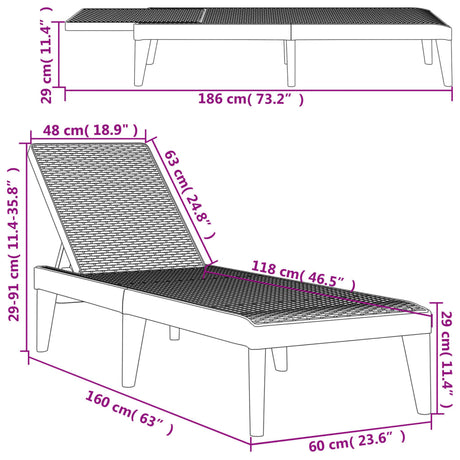 Sun Lounger 186X60X29 Cm Pp