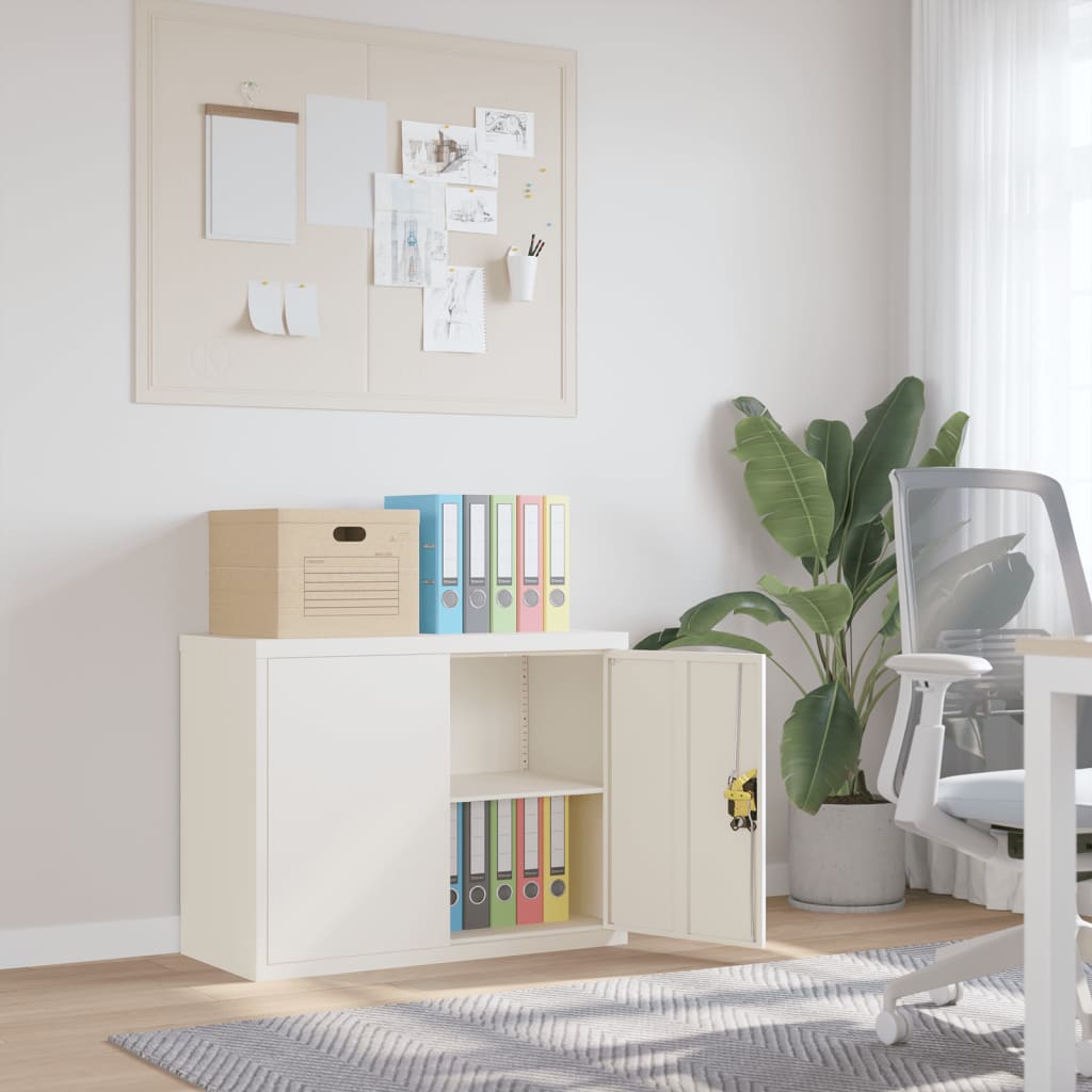 Office Cabinet With 2 Doors Grey 90 Cm Steel