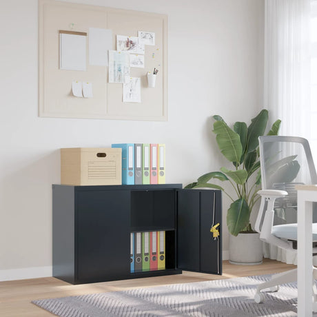 Office Cabinet With 2 Doors Grey 90 Cm Steel