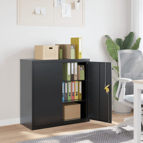 Office Cabinet With 2 Doors Grey 90 Cm Steel