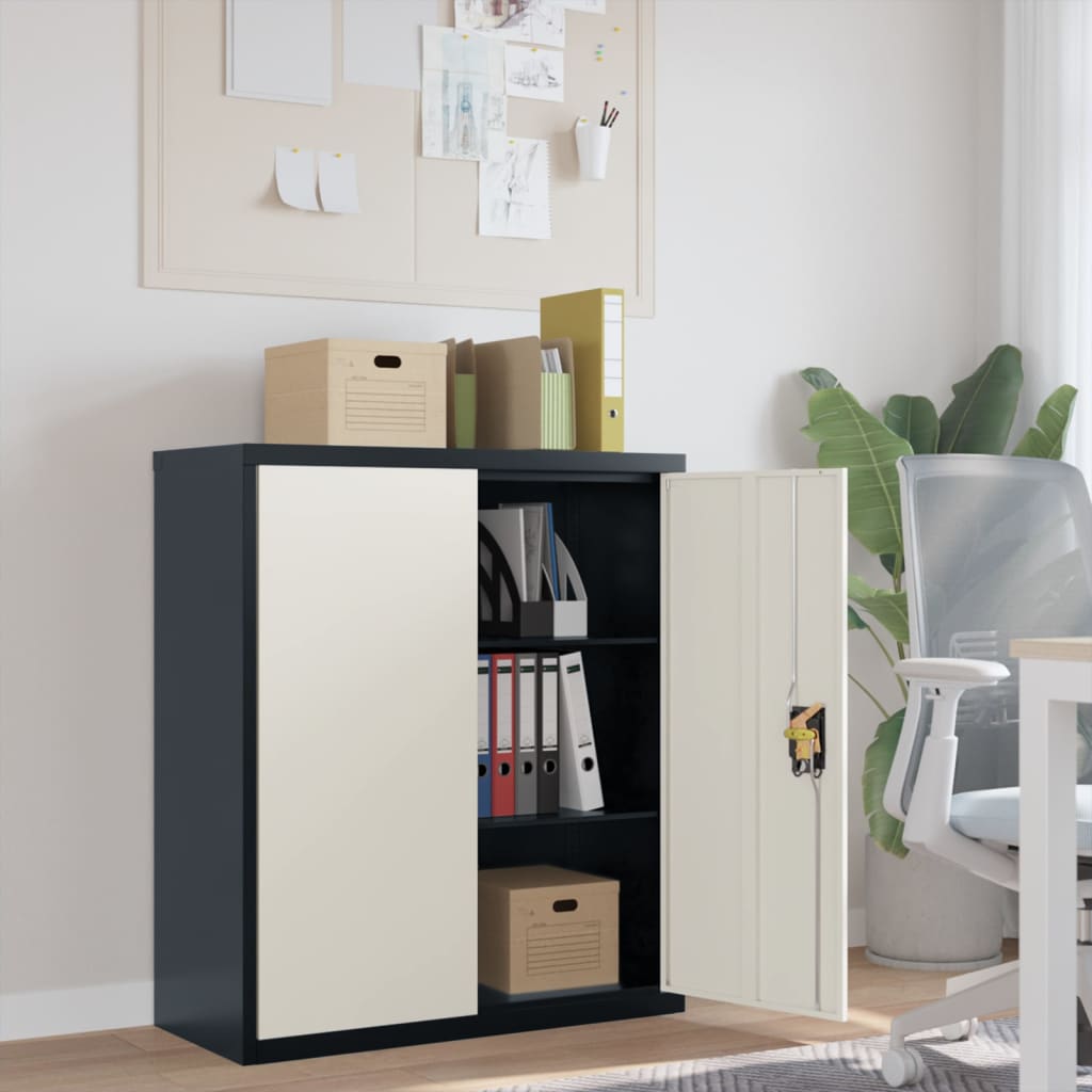 Office Cabinet With 2 Doors Grey 90 Cm Steel