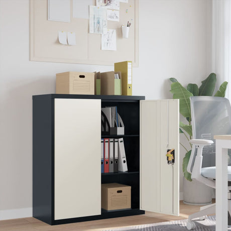 Office Cabinet With 2 Doors Grey 90 Cm Steel