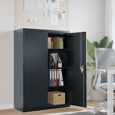 Office Cabinet With 2 Doors Grey 90 Cm Steel