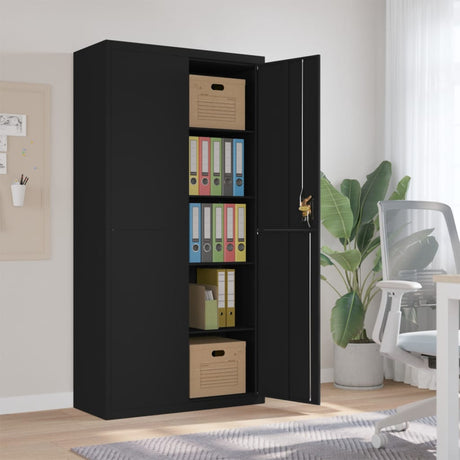 Office Cabinet With 2 Doors Grey 90 Cm Steel