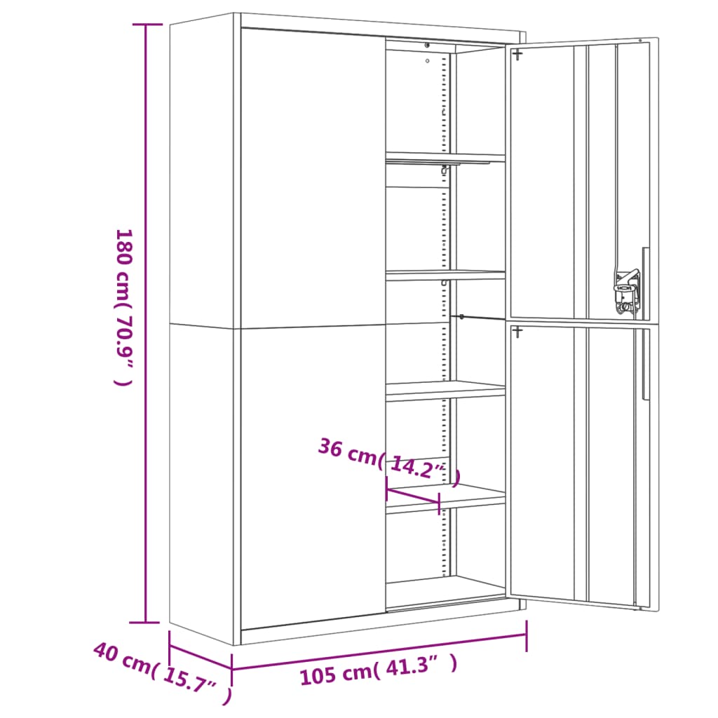 File Cabinet 105X40X180 Cm Steel