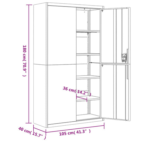 File Cabinet 105X40X180 Cm Steel