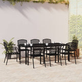 3 Piece Garden Dining Set Anthracite Steel